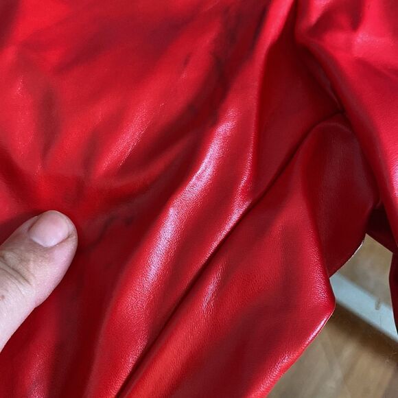 Red stretch pleather lace up pant. Cut out 4 skin size large front lace missing - Picture 12 of 16